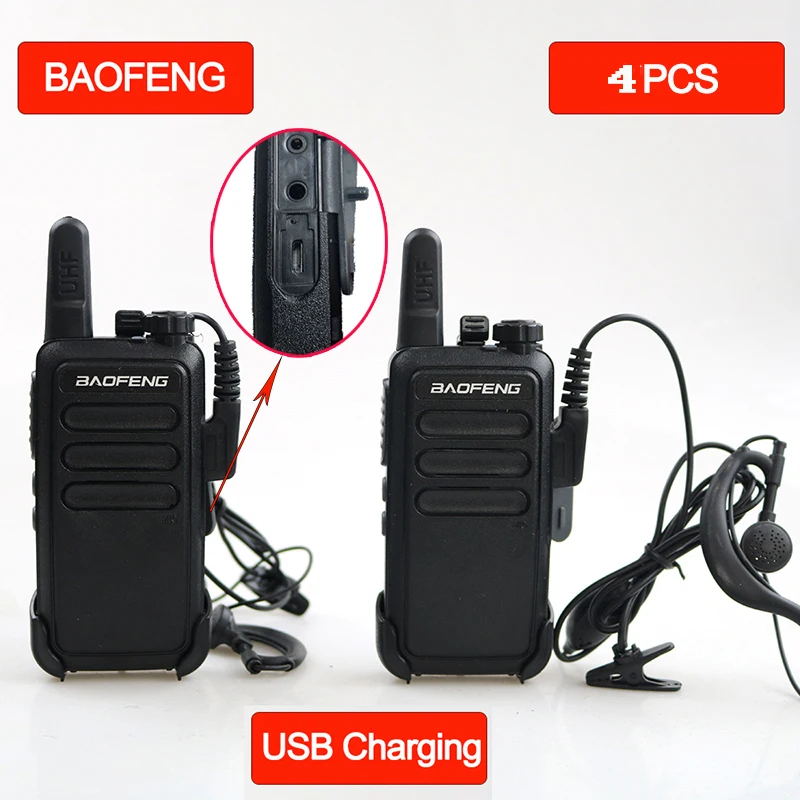 Портативная рация Baofeng R5 Mini Walkie Talkie 16CH UHF 4 шт.|Рации| |