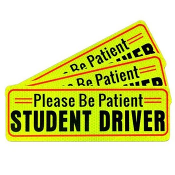 

3pcs 8.3CM*25CM New Driver Please Be Patient Student Driver Funny PVC Decal Car Sticker