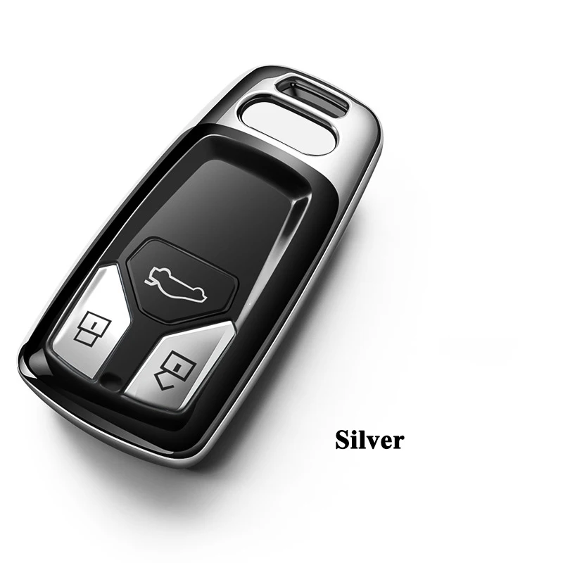 Silver 1 шт., SEEYULE, стиль, полное покрытие, ТПУ, чехол для автомобильных ключей, защита, автомобильные аксессуары для Audi A4 A5 Q5 Q7 TT TTS - Название цвета: Silver