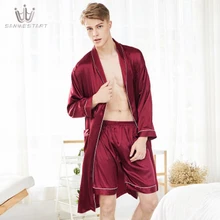 Men's Pajamas Male Satin Silk Pyjamas Summer Sleep Bottoms Lounge Short Pants Sleepwear Elastic Waist Male Home Wear Nightgrown