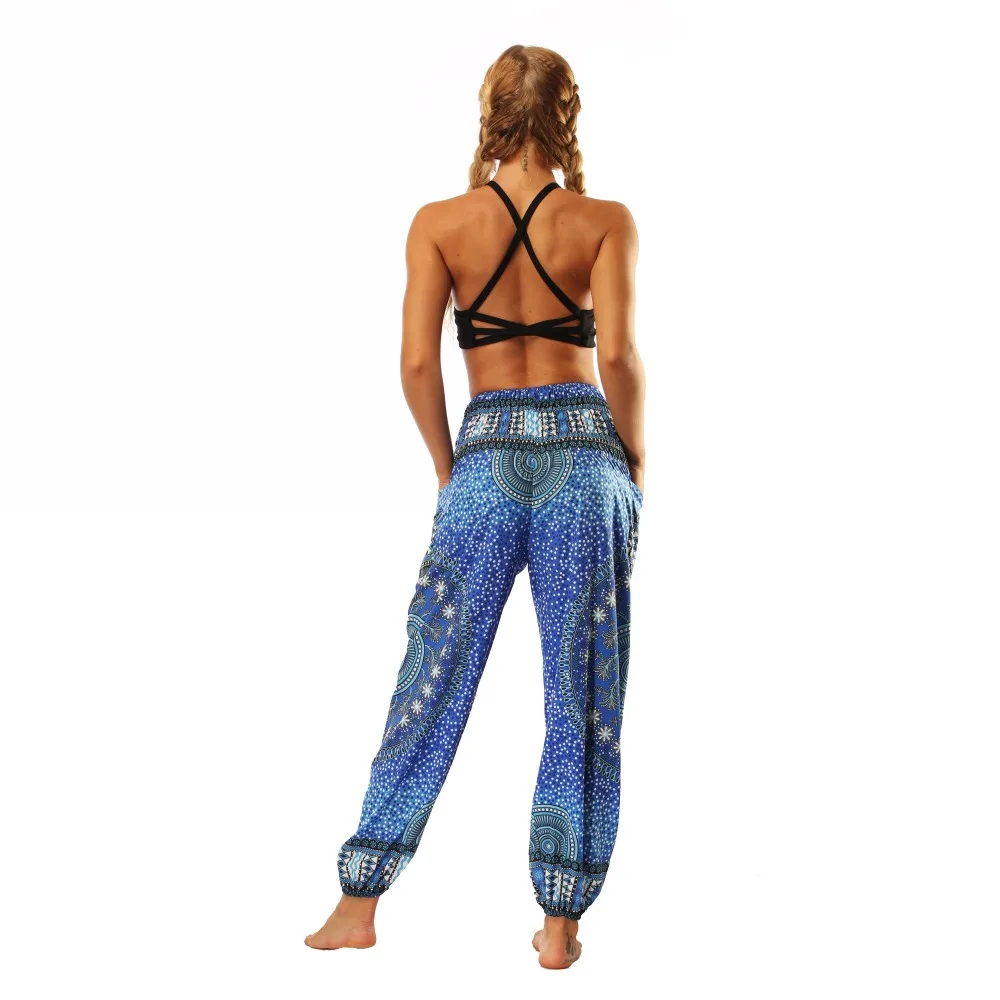 TL007- Blue round circle Thailand style wide leg loose yoga pants leggings (8)