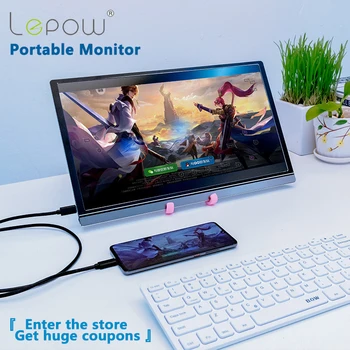 

Monitor Portable Display 15.6 Inch HDMI USB type C notebook external power Lepow IPS support for Laptop PC MAC Phone Xbox PS4