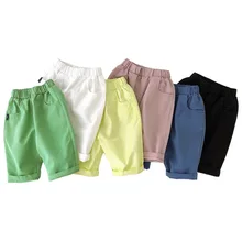 Новые стильные детские летние эластичные Саржевые шорты-бермуды с плетением для маленьких мальчиков