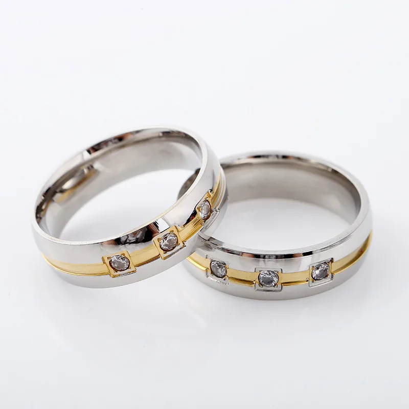 

New creative color diamond ring stainless steel couple ring Men's classic boyfriend gift charm male jewelry ring