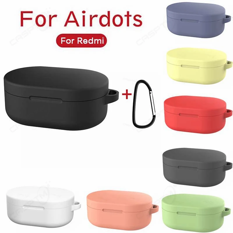 

Silicone Case for Redmi Airdots Shockproof Earphone Protective Cover Pouch TWS Headset Accessories with Hook
