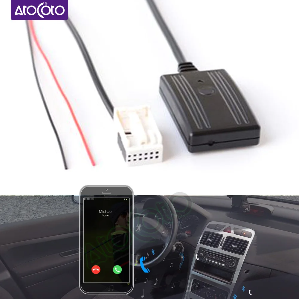 Bluetooth5.0 Car Kit Phone Call Handsfree 12 Pin Aux Adapter For