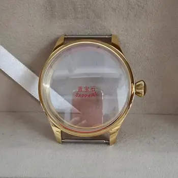 

High quality Golden Pilot 44mm Watch case 316L Stainless steel Diamond shape crown Sapphire Crystal G017