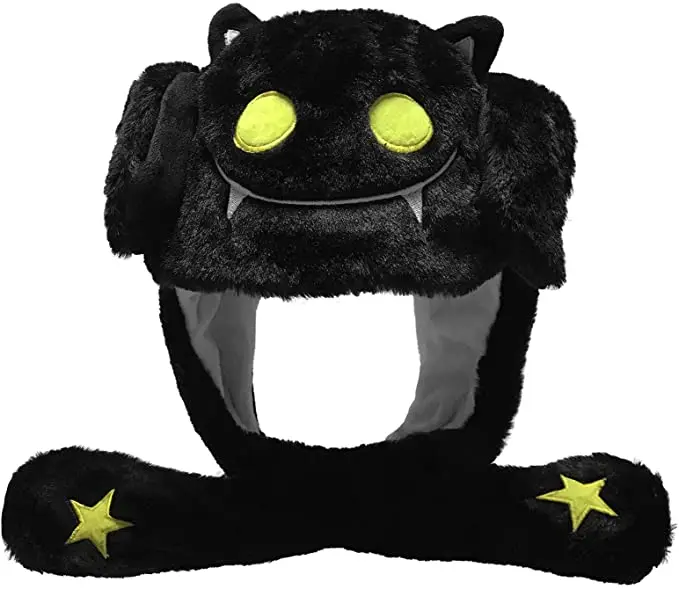 Ear Moving Jumping Hat Plush Ghost Hat Unisex Earflaps Movable Ears Cosplay Halloween Party Kids Boys Girls plush toys plush hat toys party supplies