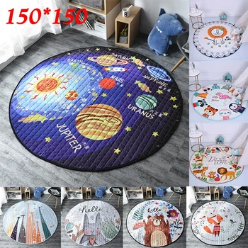 

150CM Animal Bear Fox Lion Cartoon Pattern Baby Play Mats Non Skid Crawling Carpet Blanket Kids Toys Storage Bag Photo Props