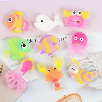 

10Pcs Kawaii Dolphin Crab Octopus Flat back Resin Cabochon Scrapbooking Fit Kids Hair Bows Center DIY Craft Phone Accessories