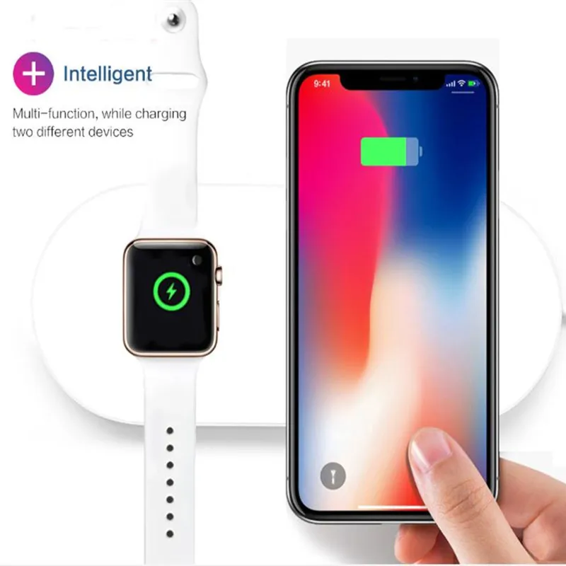 

Goldfox Portable Mini Qi Wireless Charger for iphone xiaomi Wireless Charging pad for Apple watch 4 3 2 1 Charger station
