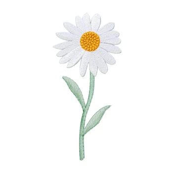 

Fine White Sunflower Daisy Flower Embroidered Iron On Patches for Clothes Dress Jacket Jeans Stickers DIY Parches