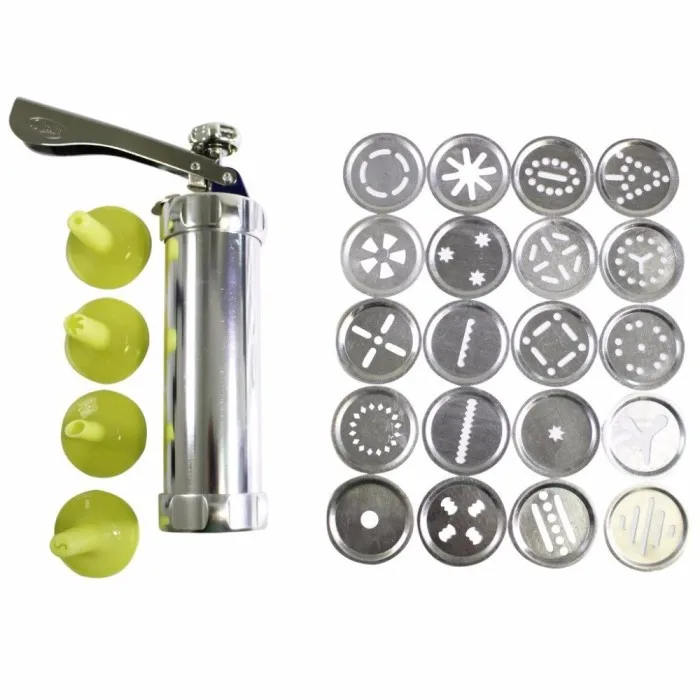Пресс для печенья, набор для печенья, машина для приготовления печенья, набор из нержавеющей стали, 20 дисков, 4 насадки для глазури, инструменты для приготовления теста и печенья GQ