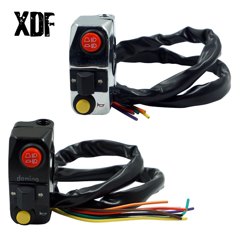 

Chrome Silver and Black Universal Motorcycle Switches 7/8" 22mm Handlebar Mount Headlights Turn Signal Horn Switch Buttons