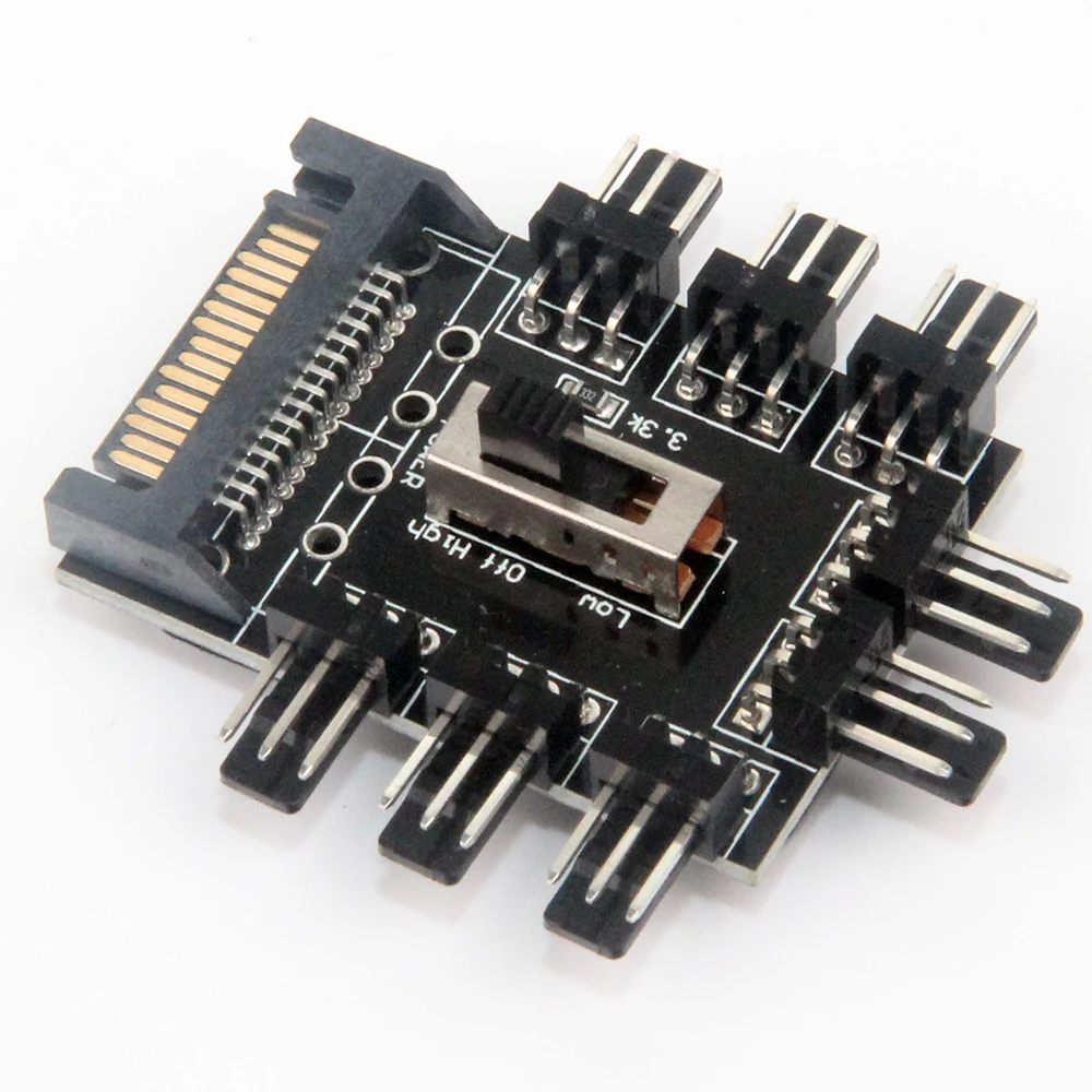1 to 8 3Pin Fan Hub Pwm Sata Molex Splitter PC Mining Cable 12V Power Suppply Cooler Cooling Speed Controller Adapter