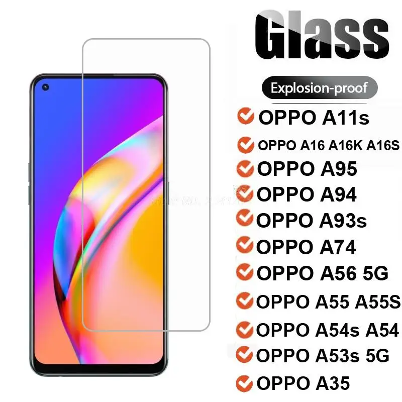 Защитное стекло для Oppo A95 A94 A93s A55s A16 A53s, пленка из закаленного стекла для Oppo A94, A74, A54s, A35, A56, Oppo a11s, a16 k s, стекло, 3-1 шт.
