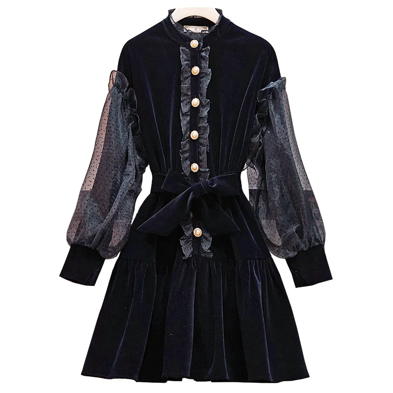 Новинка размера плюс весна-осень женские платья западный стиль Французский