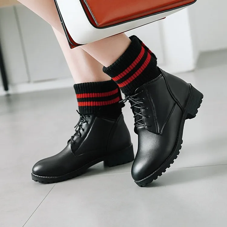 

Big Size 9 10 11 12 boots women shoes ankle boots for women ladies boots shoes woman winter Knit stitching cross binding
