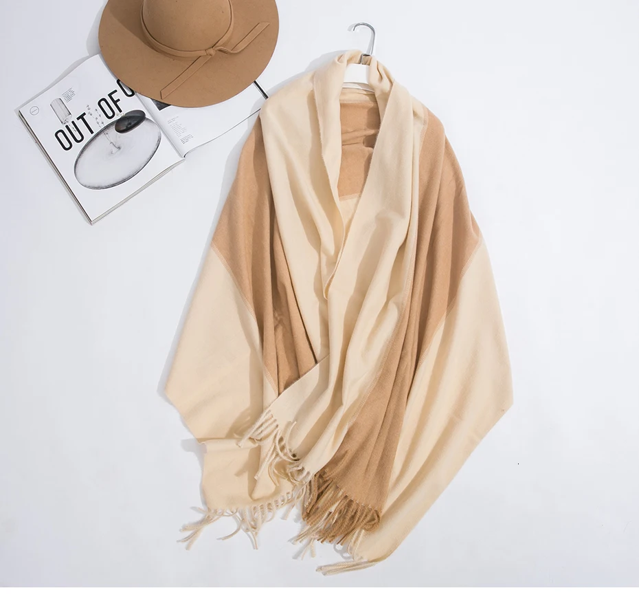 Зимний длинный кашемировый шарф из пашмины, женский платок из фуляра, женский платок, шейный платок, Шелковый шерстяной женский шарф, роскошный бренд