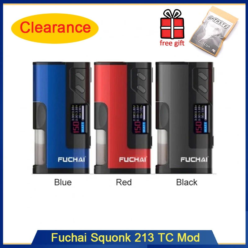 

Clearance! Original Fuchai Squonk 213 150W Box Mod with 0.96 Inch TFT Color Screen fit 20700 18650 battery 510 thread vape mod