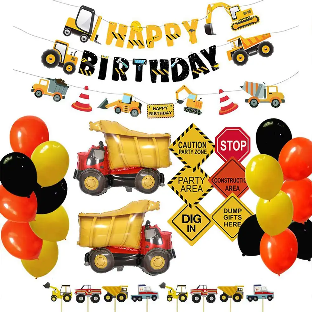 Construction Engineering Car Party Theme Decoration Banner