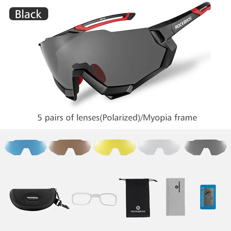 ROCKBROS спортивные очки для занятий на открытом воздухе велосипед велосипедные очки поляризованный фотохромный очки MTB дорожный велосипед солнечные очки - Цвет: Style 1-Black