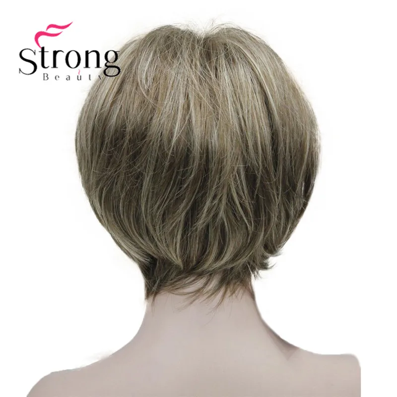 5969 #12TT26 new vogue brown with blonde highlight short straight lady's synthetic wigs (4)
