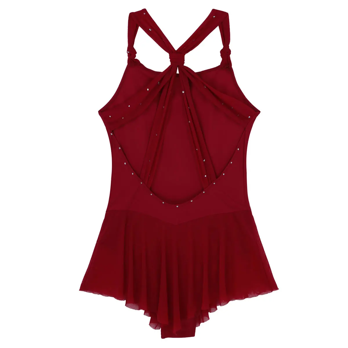 Женский балетный костюм без рукавов с перекрещивающимися на спине блестящими