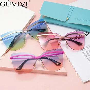 

Big Flat Top Sunglasses Fashion Brand Designer Woman Oversized Cat Eye Sunglasses Gradient Blue Pink Shades Lunette De Soleil