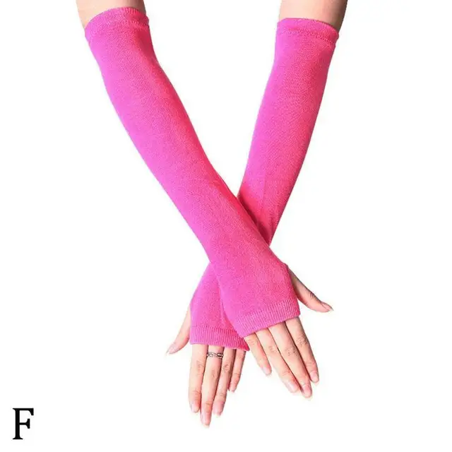 Unisex Long Fingerless Gloves Gloves Arm Cover Striped Cotton Wrist Sleeves Arm Warmer Sleeve Knitted Gloves Womens Fingerless F