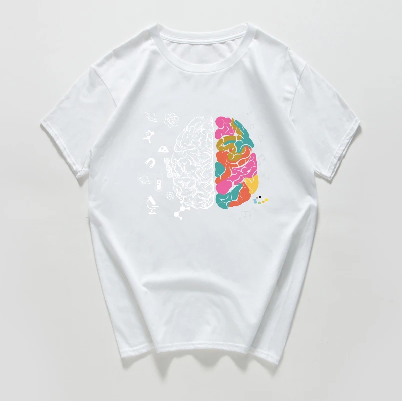 F416MT white Harajuku Geek Brain Футболка мужская научная химия биология география уличная Математическая физика крутая футболка забавная футболка homme - Цвет: F416MT white