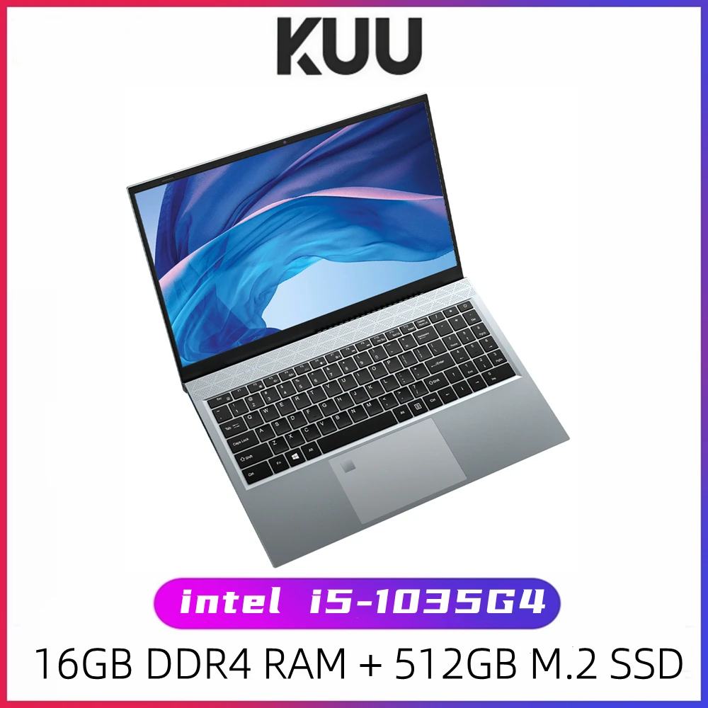 KUU X15 10th Gen Intel Core i5-1035G4 portátil de 15,6 pulgadas 16GB RAM 512GB SSD Windows 10 retroiluminado teclado tipo-C WiFi juego de oficina