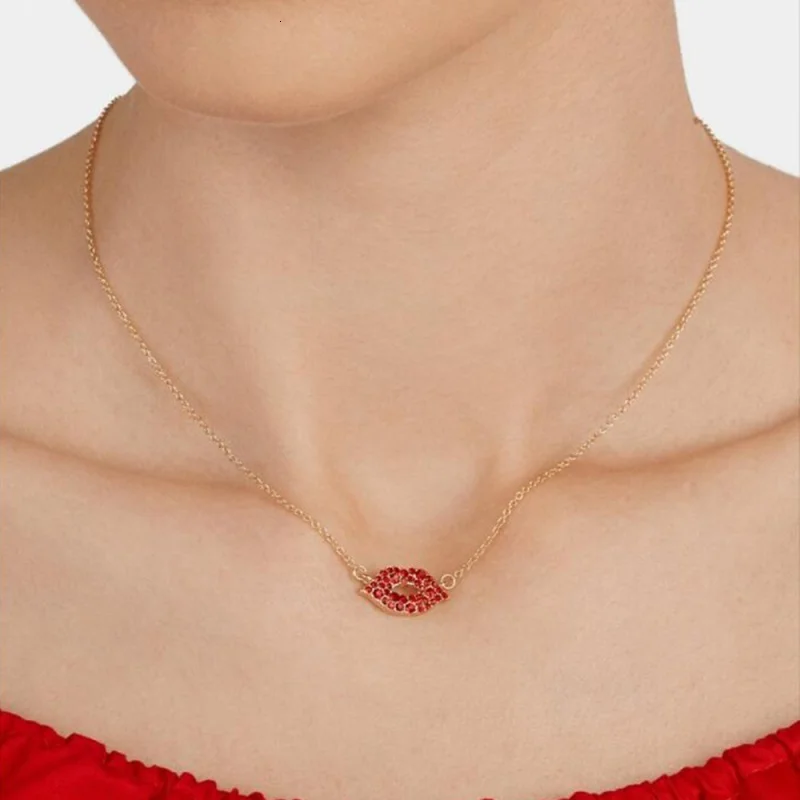 Sexy red lipaevi Turkish eyes Necklace imitation pearl choker for women's fashion accessories