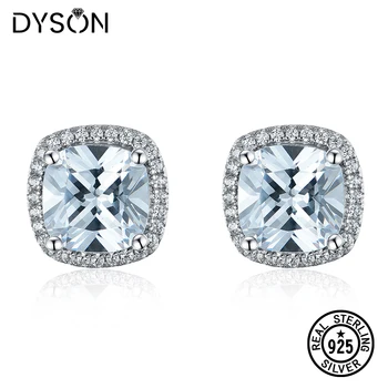

Dyson 925 Sterling Silver Earring Classic Cushion Clear Zirconia Halo Vintage Stud Earring Women Girls Accessories Fine Jewelry