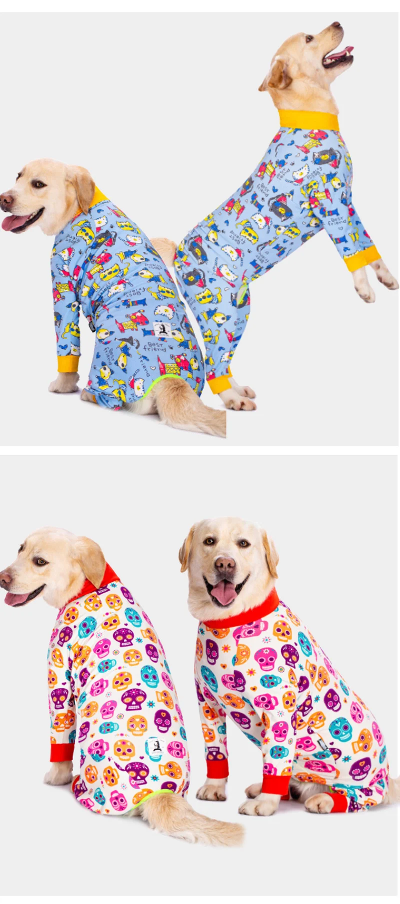 pyjama imprimé tête de mort dinosaure pour chien de combinaison couverture costume de batterie pour chiens moyens et vêtements pitbull onesie