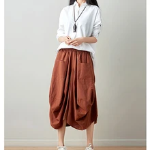 Новые летние юбки в национальном стиле женская одежда хлопковые и льняные свободные юбки Арт Ретро прочный фонарь юбка женская PV237