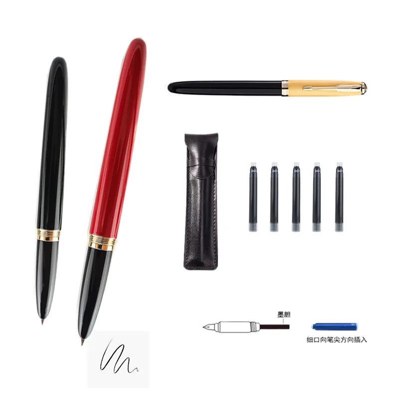 

Jinhao Metal Fountain Pen Golden Nib 0.38/0.8 Bent Beautiful Tree Texture Excellent Writing Business Office Pen