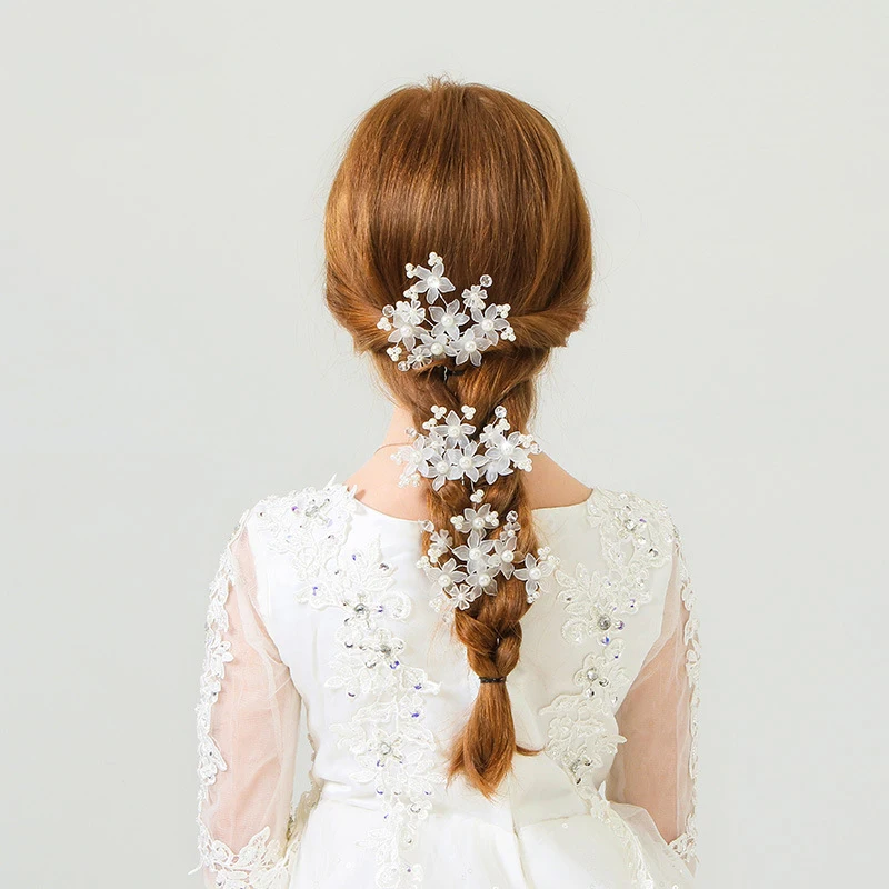 

Children Sticks Version Of The Handmade White Crystal Pearl Hairpin Girl Braided Hair Pin Jewelry Girl Hair Clip Headdress