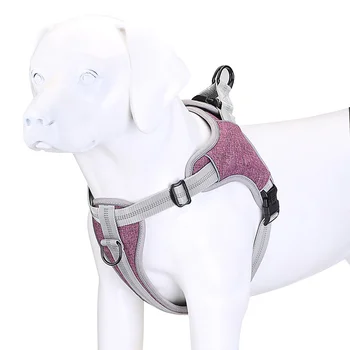 

Adjustable Pet Harness Breathable Dog Chest Straps Vest Type Pet Chest Back Reflective No-Pull Dog Harness (Purple Size S)