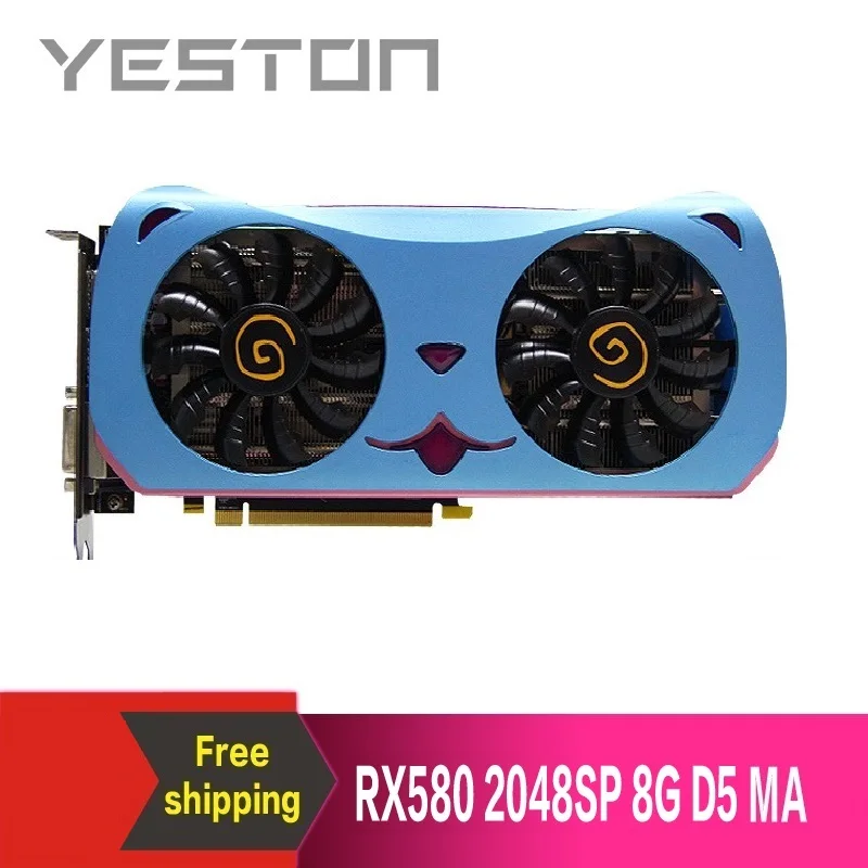 Yeston Radeon RX580 2048SP 8G GDDR5 Милая PET PCI Express x16 3 0 видеоигровая видеокарта внешняя для
