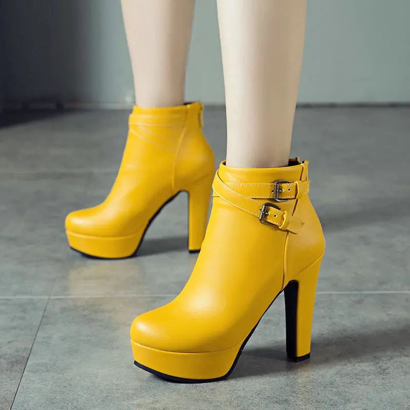 

New Fashion Women's Boots Sexy High Heels Platform Ankle Boots For Women Black Red Yellow White Heels Shoes Ladies 2020