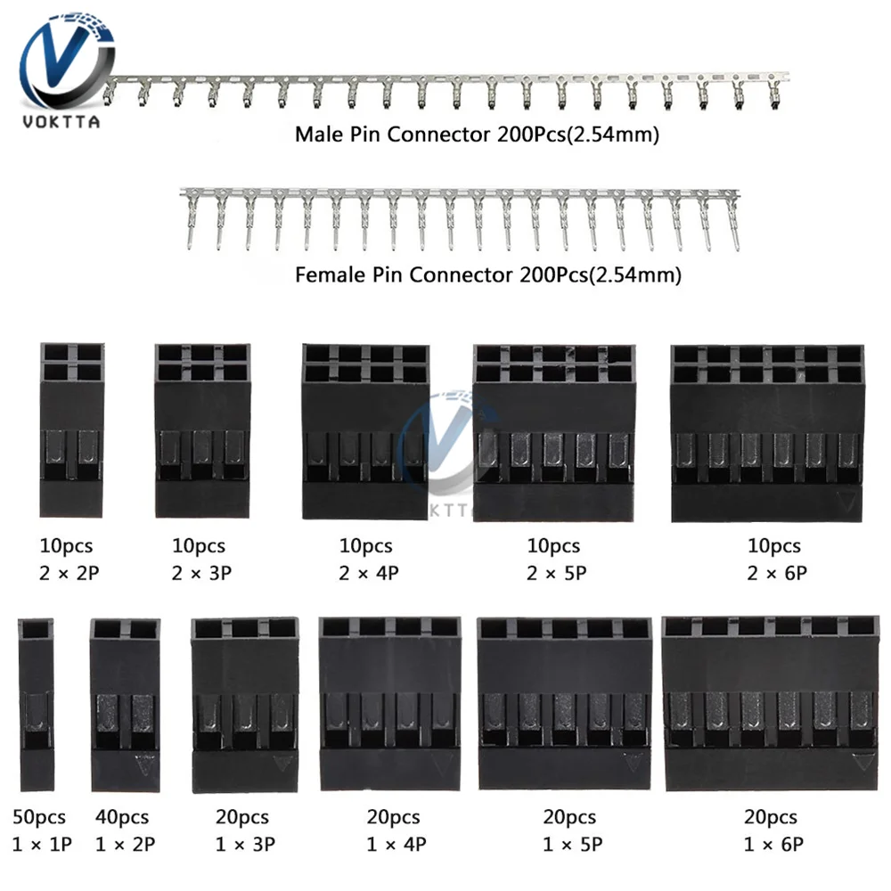 620 шт. 2,54 мм Шаг Мужской Женский Dupont обжимные шпильки адаптер соединители провода Соединительный кабель контактный разъем коннектор клеммный комплект