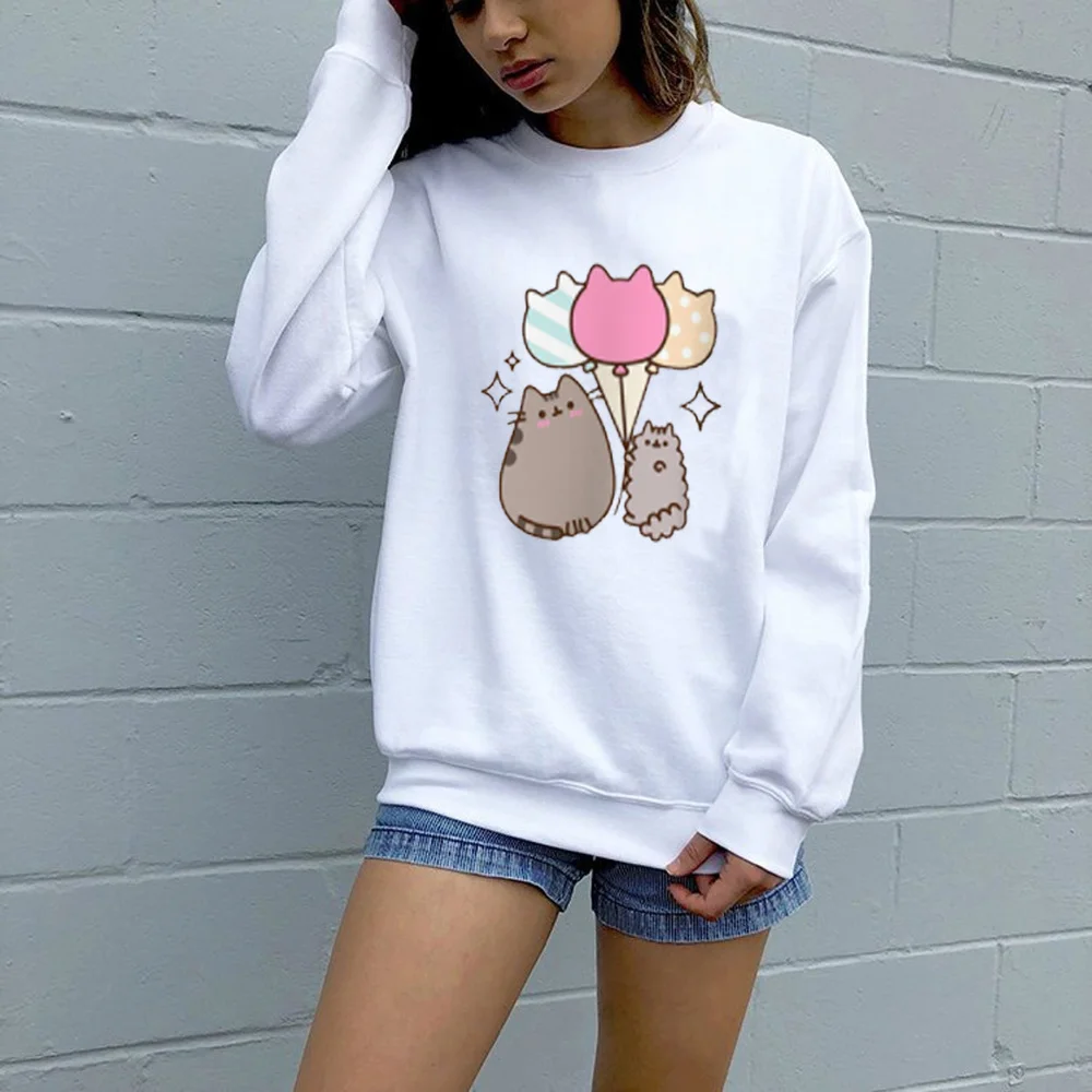 Kawaii Pusheen Cat Harajuku забавные мультяшные толстовки женские милые корейские стильные
