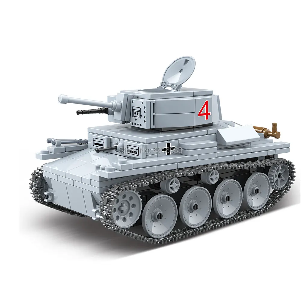 

Legoingly Military WW2 LT-38 Light Tank Army German Soldier Figures Weapon Guns 535pcs Building Blocks Toys Gift For Boys