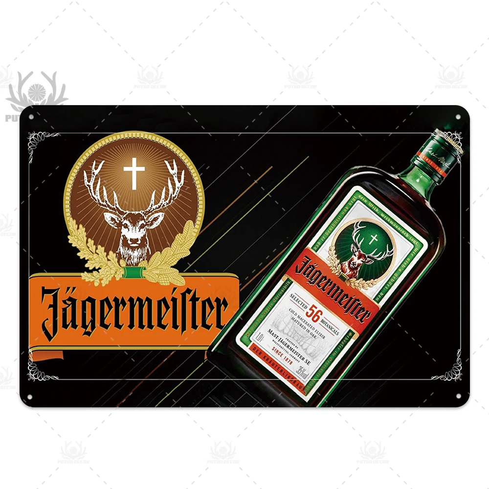 Jagermeister металлический знак жестяные знаки металлическая пластина табличка Металл Винтаж Паб Бар человек пещера Настенный декор - Цвет: TH5458