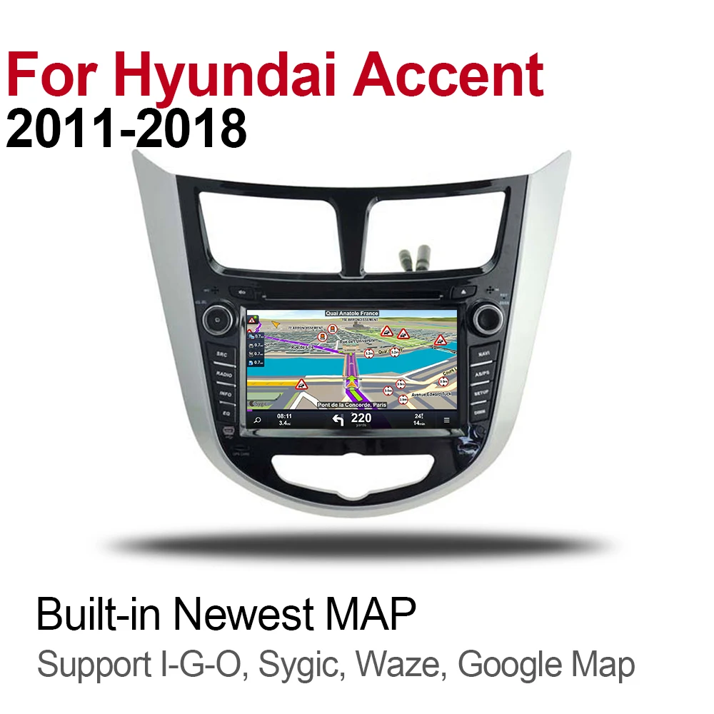 2 Din Автомобильный мультимедийный плеер Android 9 Авто Радио для hyundai Accent 2011~ DVD gps 8 ядер 4 Гб+ 32 ГБ Bluetooth WiFi
