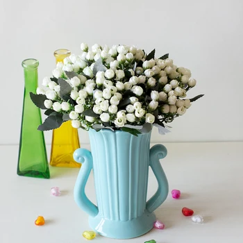 

Simulation Flower Milan Small Rose Bud 6 Milan Buds Mini Bud 6 Fork 36 Buds Living Room Bedroom Home Decoration Gadgets