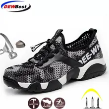 Мужская защитная обувь дышащая Рабочая защитная обувь мужские легкие ботинки со стальным носком противоскользящие сетчатые повседневные кроссовки