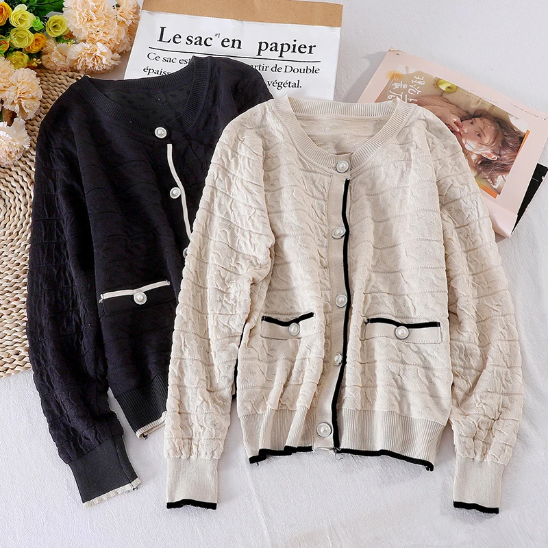 

Long Sleeve Knitted Blouse Women 2020 Atumn New Hit Color Single Breasted Office Wear Black Elegant Womens Tops and Blouses