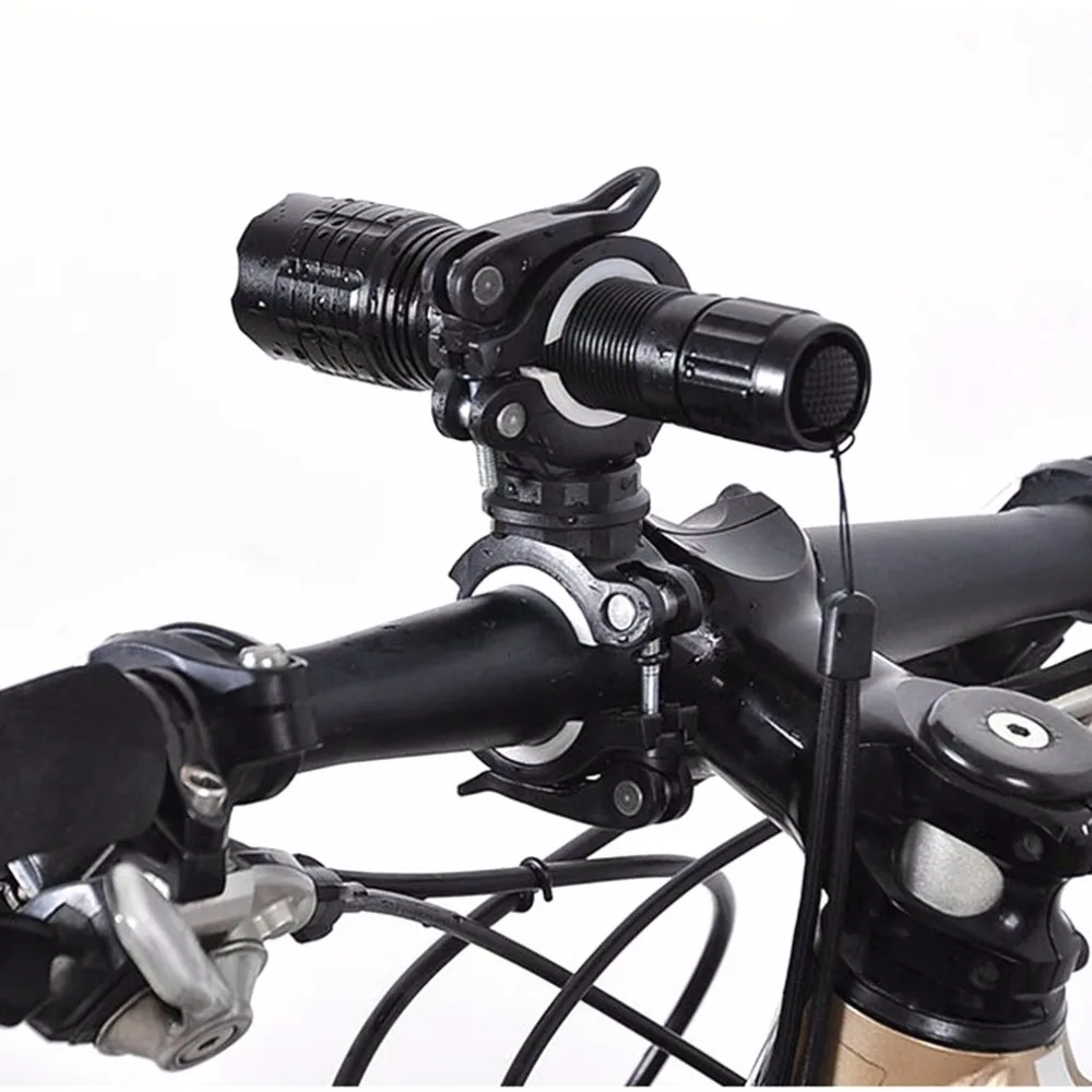 360 Degree Rotation Bicycle Seatposts Clamps Double LED Light Holder Front Flashlight Pump Handlebar Bike Accessory